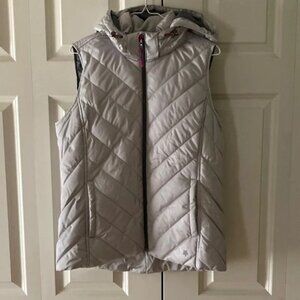 Tek Gear women's insulated hooded puffer vest Lg. gray layer fireside